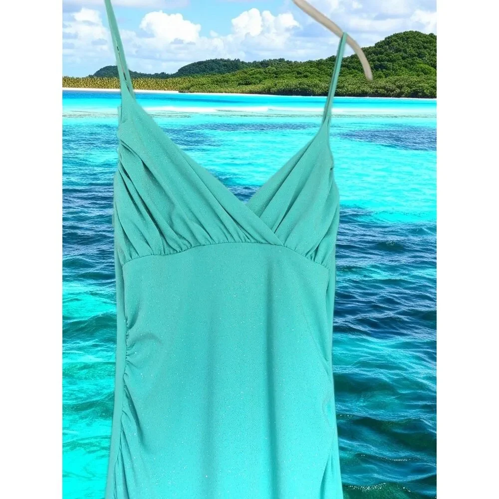Vintage City Triangles Y2K Teal Mermaid Gown - Sea & Sand Collection - Size S/M - Picture 3 of 5